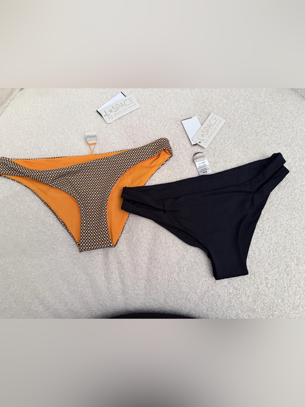 l*space Reversible Orange Geo & Black Bikini Bottoms - Two Pack
